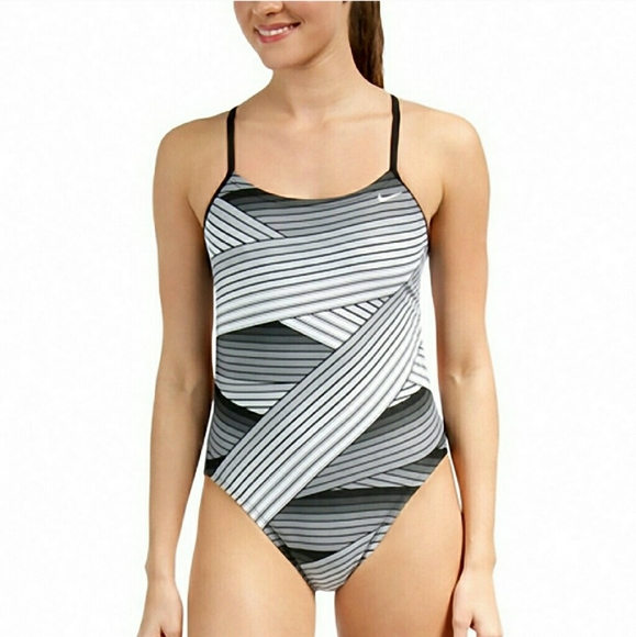 Nike Black & White One-Piece Swimsuit Size 14 - Picture 3 of 8